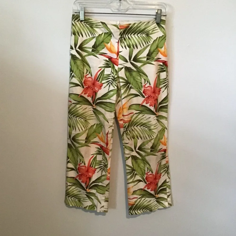 JOSEPH Ribkoff Trends Tropical Floral Print Capri Pants - Picture 1 of 9